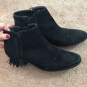Sam Edelman Black Fringe Booties Boots Sz 9